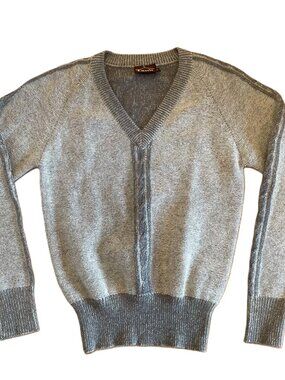 Vintage Fay’s Closet V-Neck Wool Angora Sweater Gray Women’s Size Small